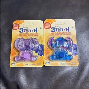 2 New Disney Stitch Mini Pocket Water Game - Purple & Blue